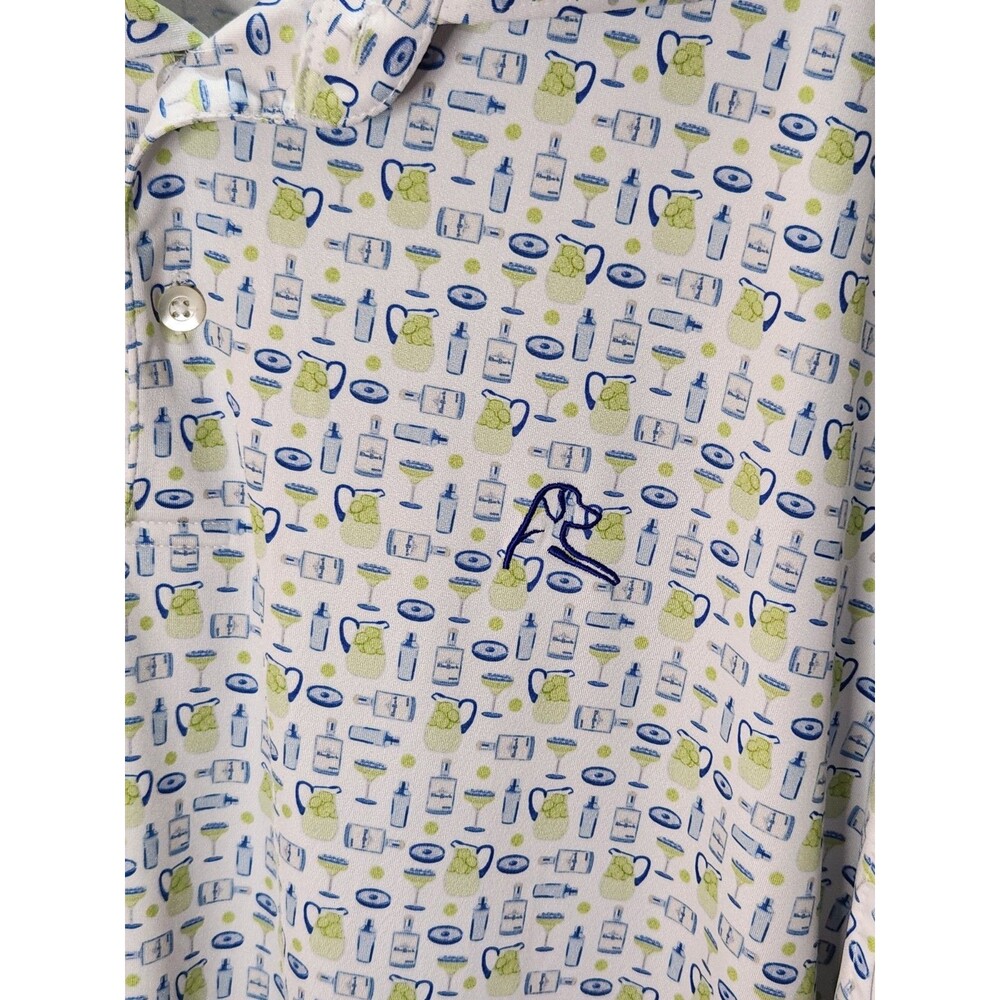 Men'sRhoback 3XL Performance Polo Short Sleeve Shirt XXXL Blue & Green Cocktails - Picture 3 of 14